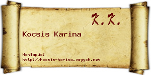 Kocsis Karina névjegykártya